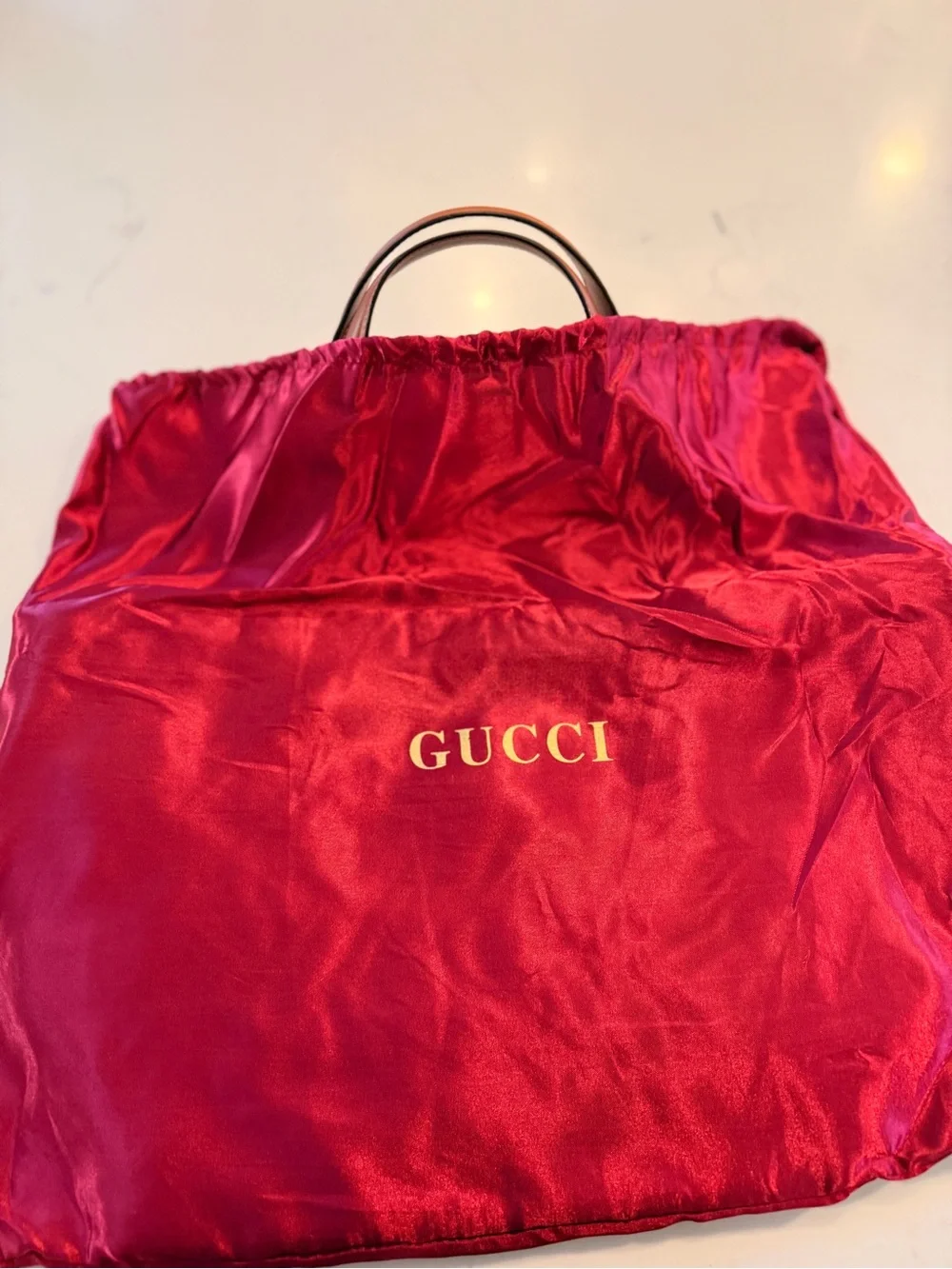 Gucci Teal & Navy Striped Canvas Tote with Leather Handles - Picture 9 of 9
